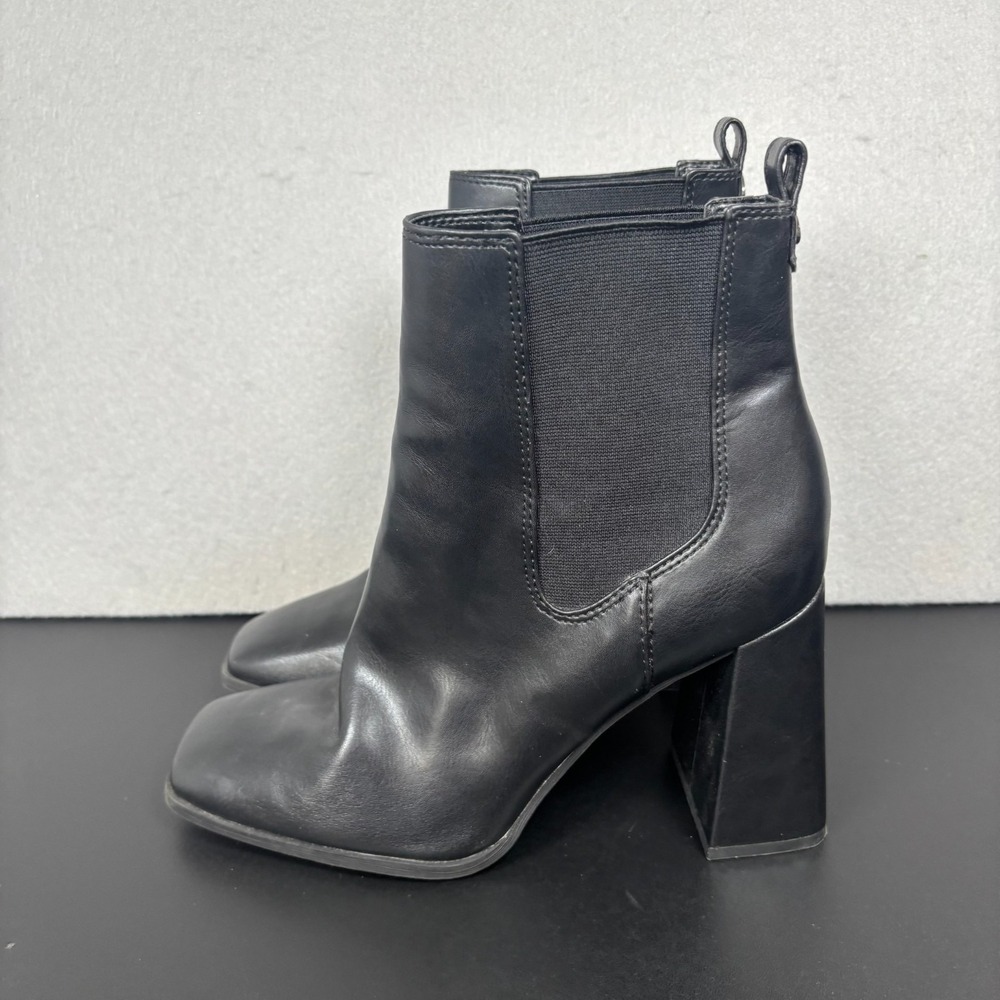 Circus by Sam Edelman Black Leather Block Heel Ankle Boots